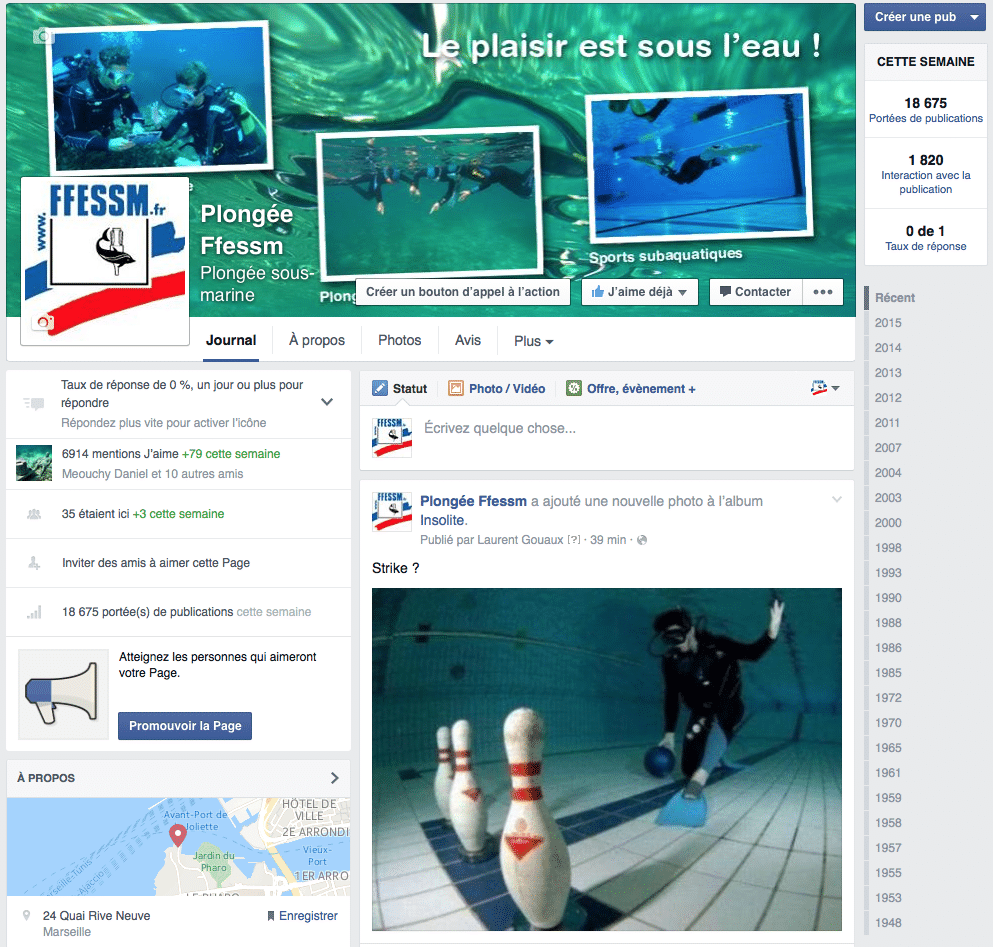 Fanpage Facebook de la FFESSM