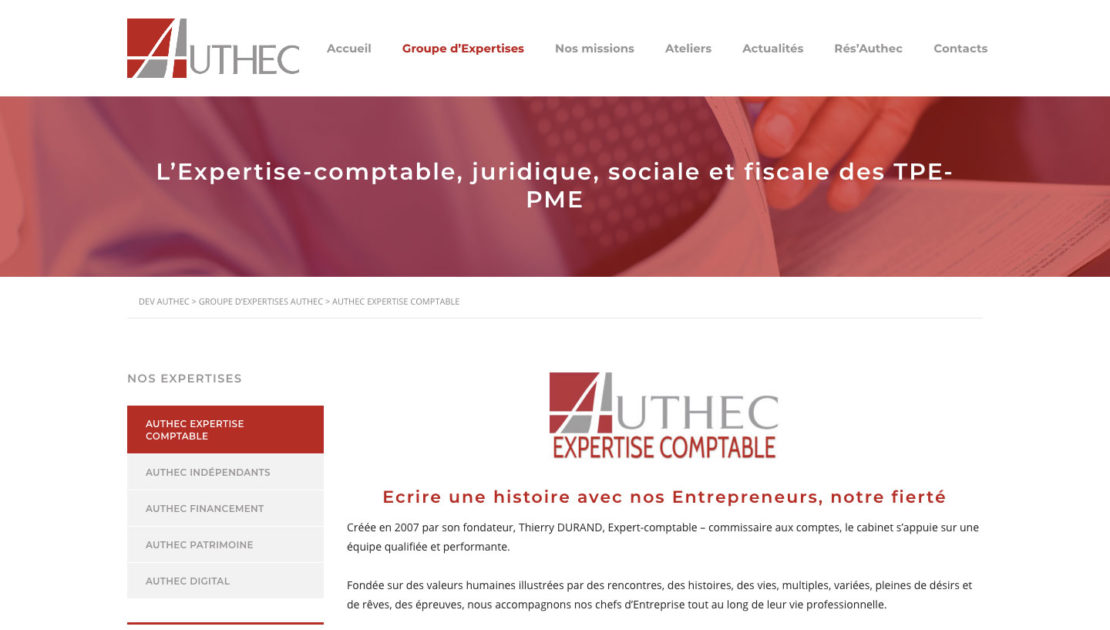 Diving in web - Refonte de site internet - Cabinet Expert Comptable Authec Vanves-Paris 2018