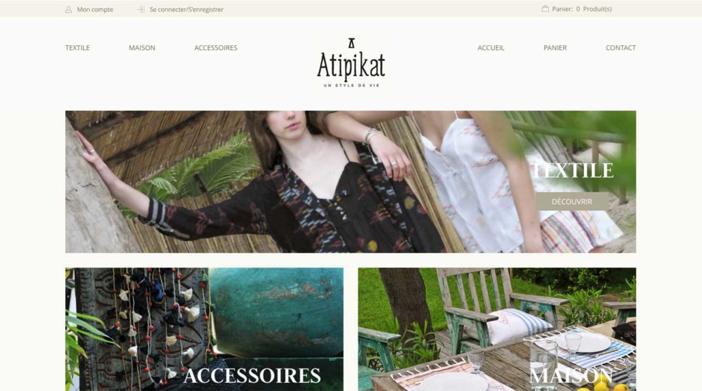 Diving in web - Création développement de site internet eCommerce Atipikat 2017
