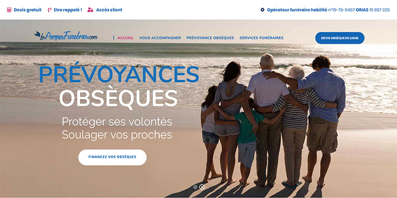 Diving in web Refonte de site wordpress pour Les Pompes Funèbres.com