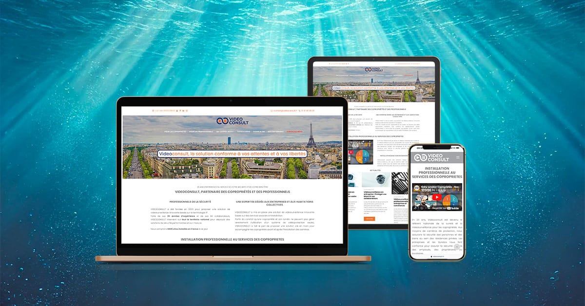 Affichage multi-devise du site internet VideoConsult réalisé par Diving in Web avec Wordpress